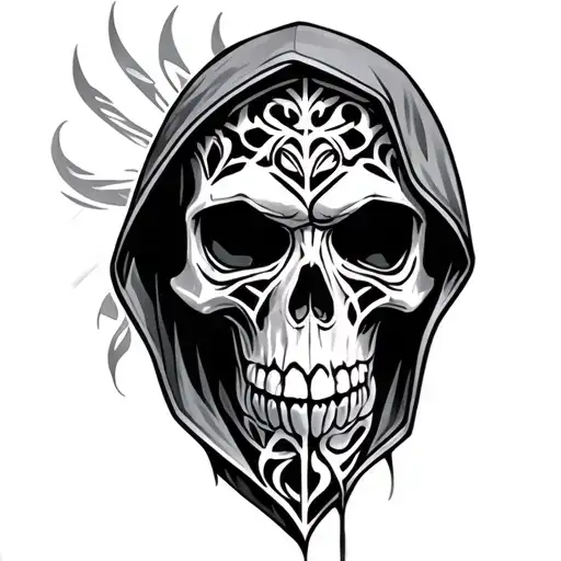 Tribal Skull Hood Tattoo idea