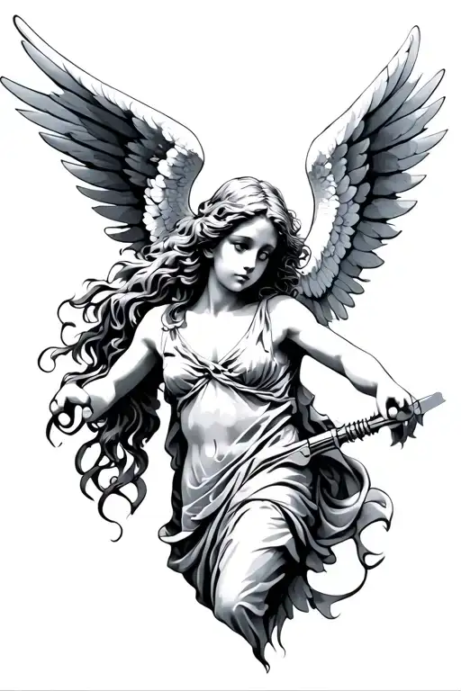 An Angel With Wings Made Of Razors