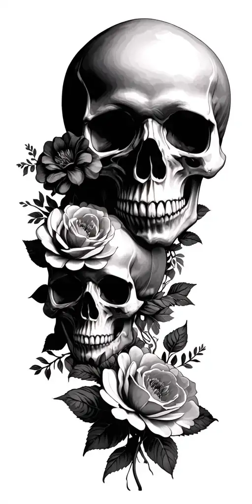 Skulls And Flowers Connected