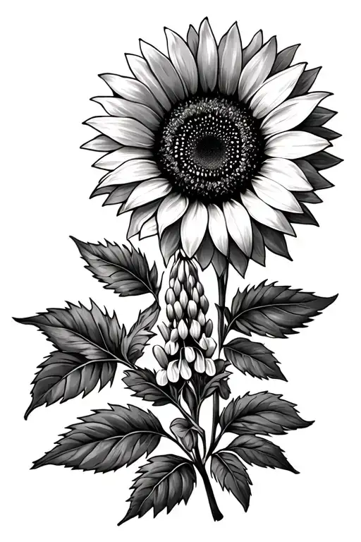 Sunflower And Lupine