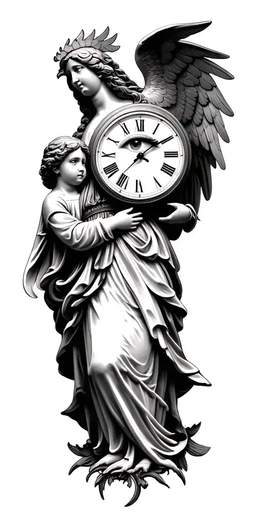 Virgin Mary Dove Father-son Cherub Light Shading Rooster Clock With Eye In Middle