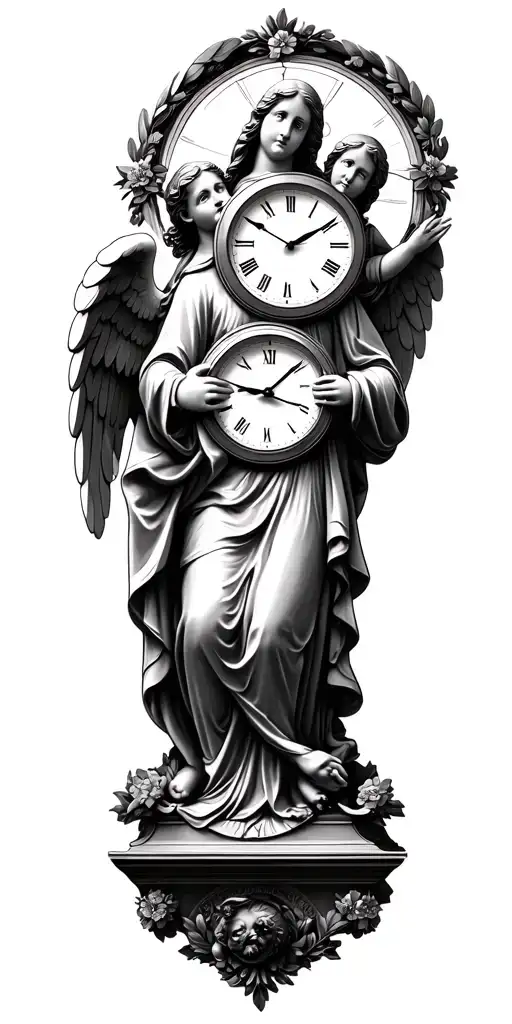 Virgin Mary Dove Father-son Cherub Light Shading Clock With Eye In Middle