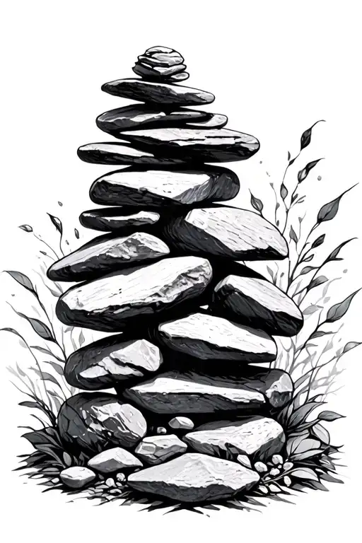 A Cairn Of Rocks Surrounded By Other Accents Symbolizing Balance