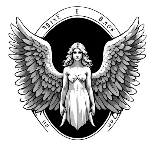 Make A Tattoo Of Angel Wings Surrounding The Name Blaine