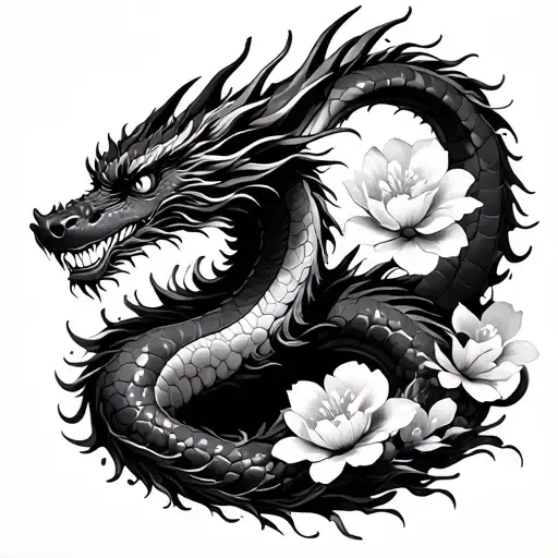Dragon And Cherry Blossom For The Back