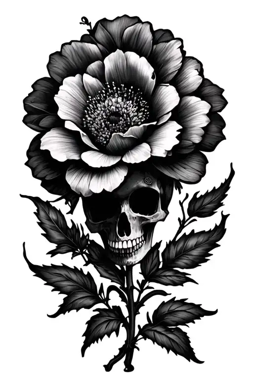 Flower Death Date Tattoo Design