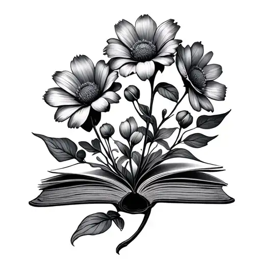 Book Sprouting Flowers Blooming