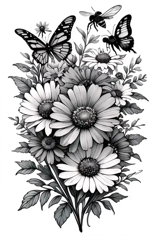 Wildflower Sleeve With Butterfly And Bee