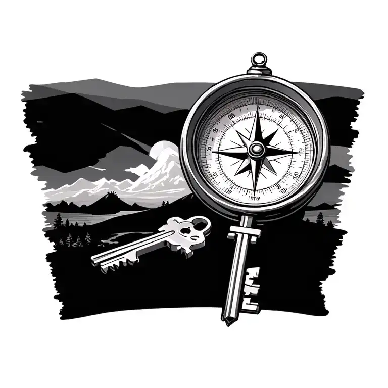 Compass And Keys With Utah Landscape