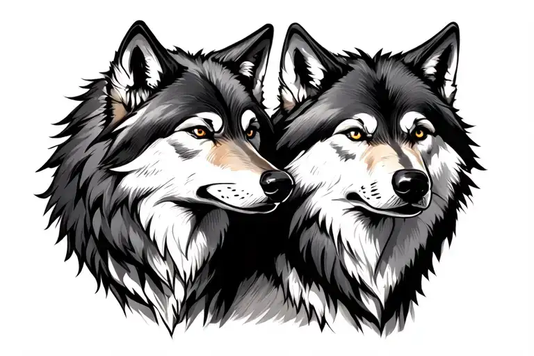 Two Wolfes Brother One Is Big One Is Litle