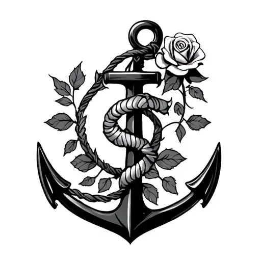 A Anchor With A Rose Intertwined