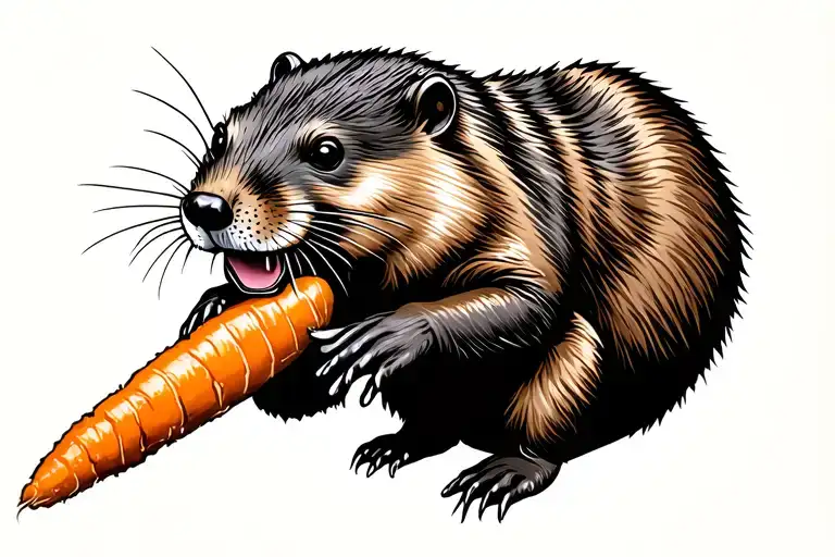 Beaver Eating A Carrot