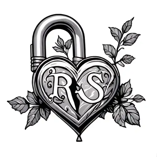 Initials Rs Heart Shaped Lock Intertwined