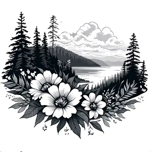 Pacific Northwest With Flowers