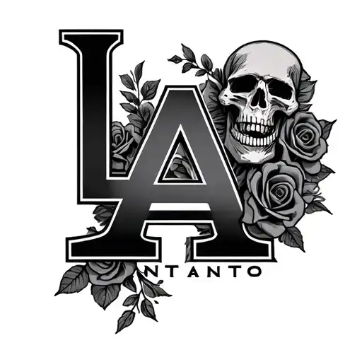 La Logo With Skulls And Roses Blended In Around The Logo