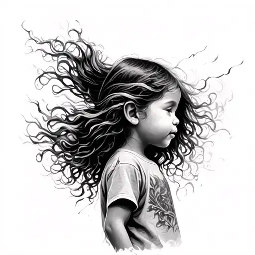 Little Girl In Blowing Wind Freedom