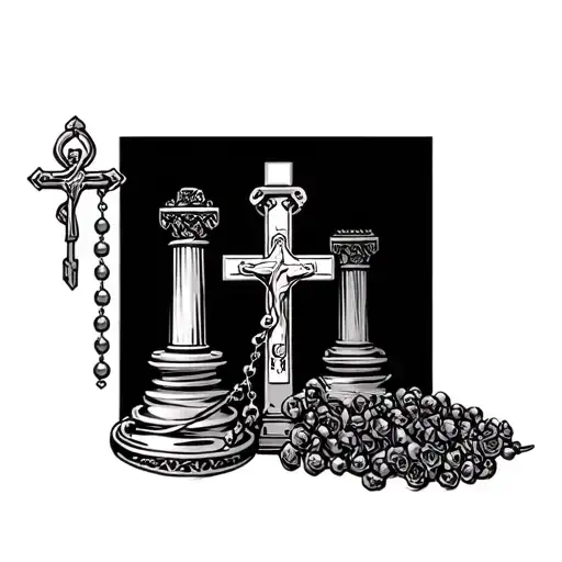 Pillars With Rosary Wrapped