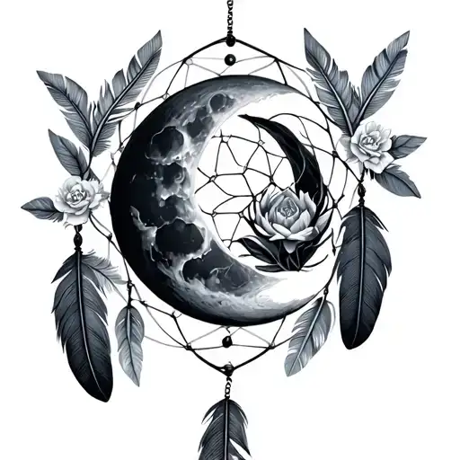 Moon Dreamcatcher With Feathers Flowers Davina