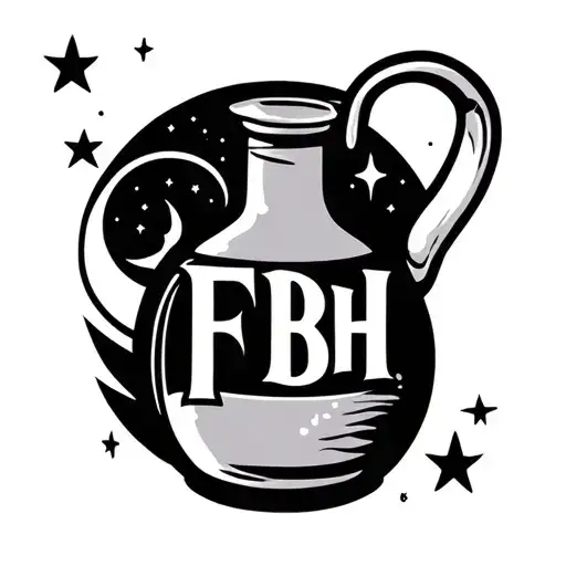 Moonshine Jug With Fbh Logo And Moon And Stars In The Background