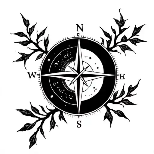 Weeping Willow Branch Compass Moon