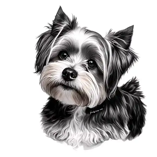 Grey And White Havanese Yorkie Mixed Dog