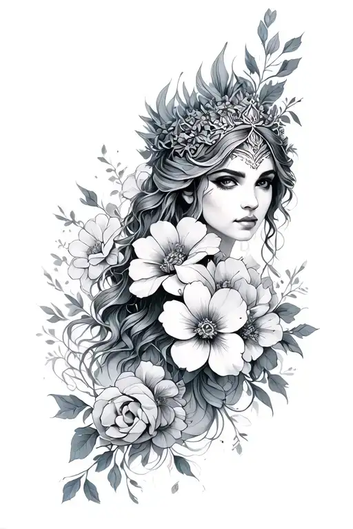 Goddes Warrior With Flowers