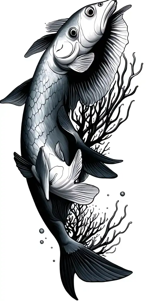 Under Water With Fish And Coral Reefs