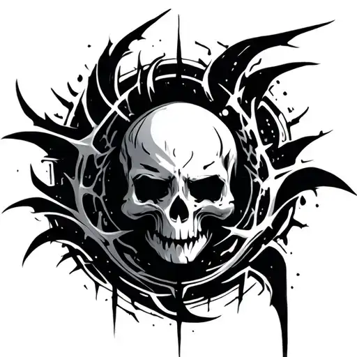 Toxic Symbol With Cyber Tribal Tattoo That Looks Like A Scar