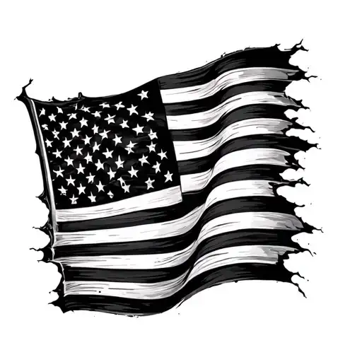 Black Ripped American Flag