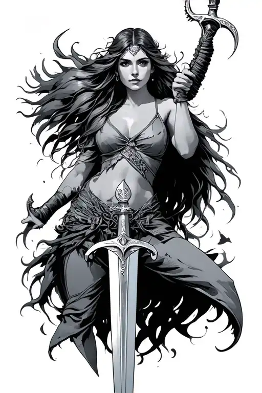 Sagittarius Woman Holding A Sword