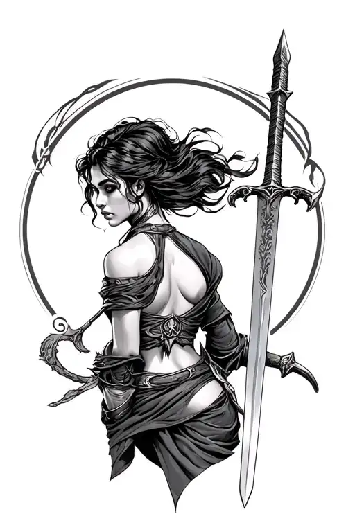 Sagittarius Black Woman Holding A Sword