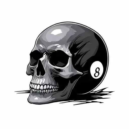 Skull With 8 Ball