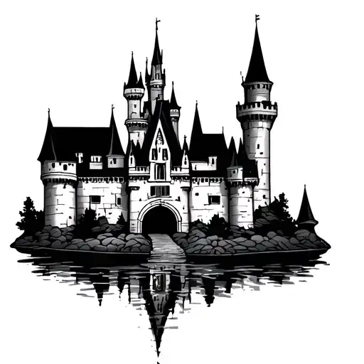 Disney Castle Minimalistic Tattoo Design