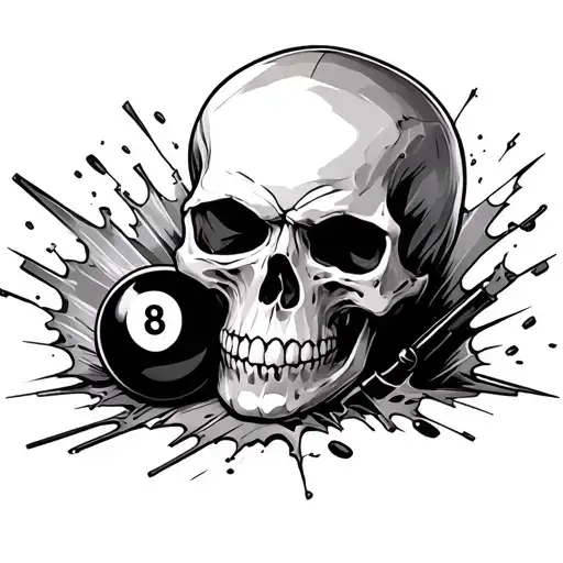 Skull With 8 Ball Breaking