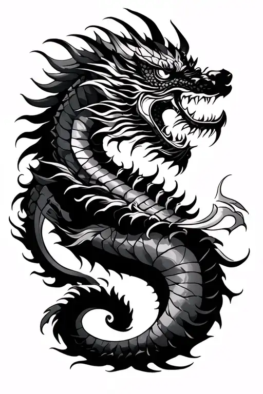 Samurai And Japanese Dragon