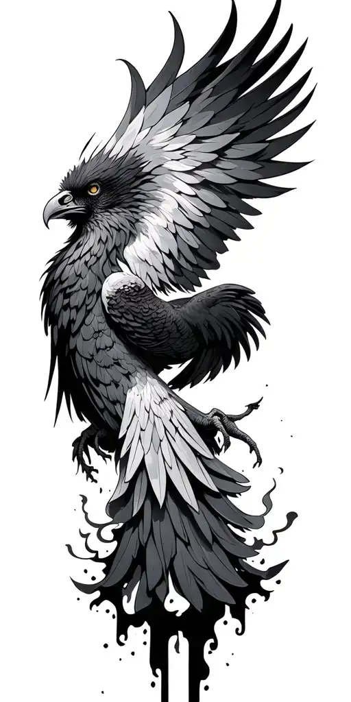 Phoenix Rising From The Ashes Symbolizing Rebirth