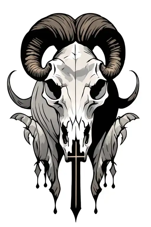 Ram Skull And Cross