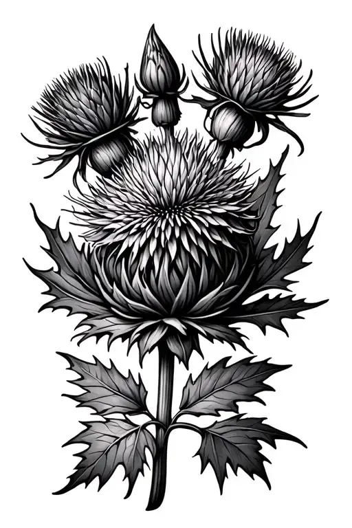 Thistle With Tartan Leaves