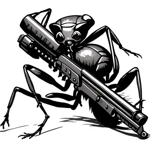 Queen Ant Holding Machine Gun
