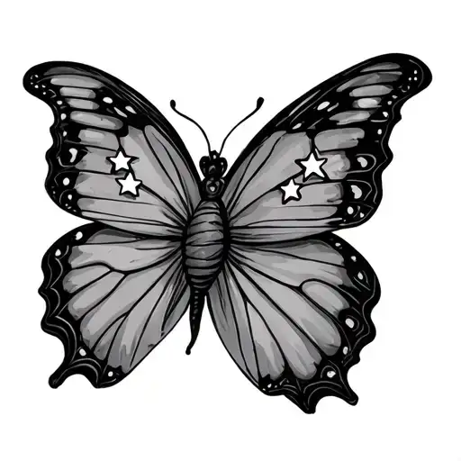 Semi Colon Butterfly With 4 Stars