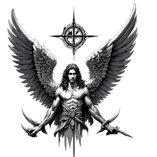 Archangel Michael Modern Tattoo Design