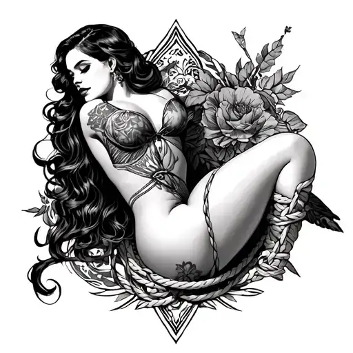 American Traditional Pinup In Shibari