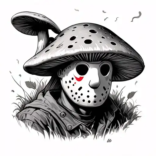 Jason Voorhees With A Trippy Mushroom As His Head
