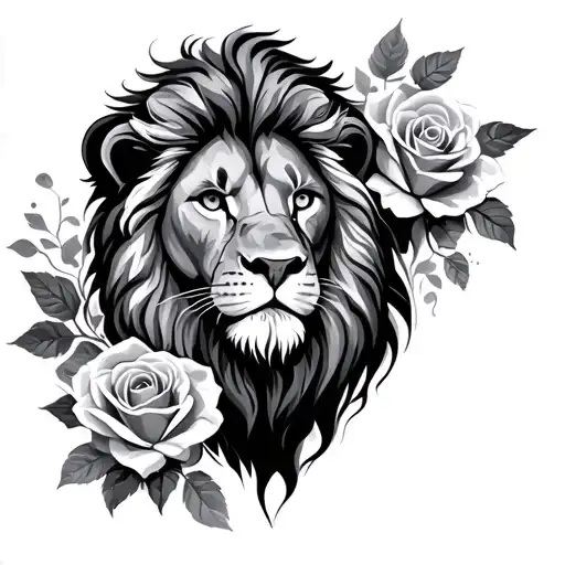 Lion And Roses