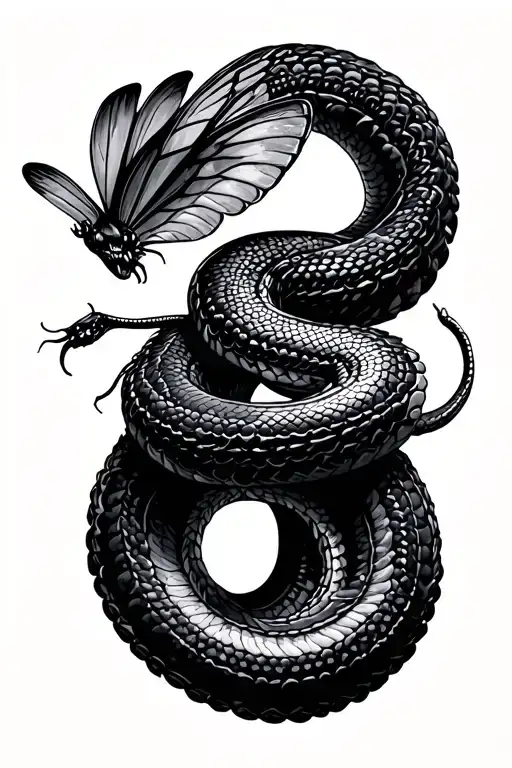 Papillon Avec Serpent Coiled