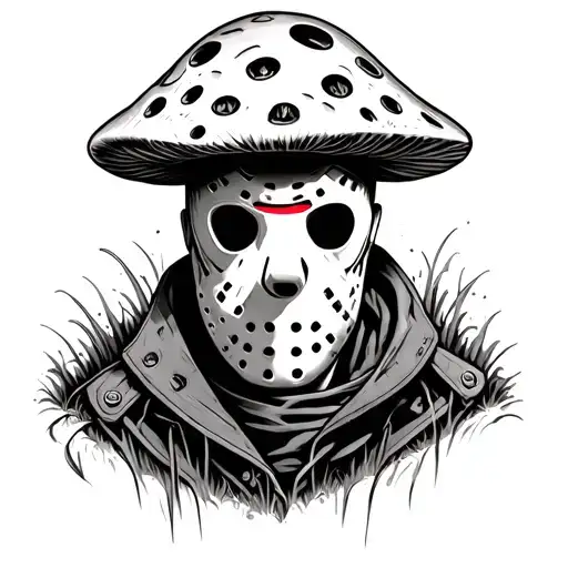 Jason Voorhees With A Trippy Mushroom As His Head