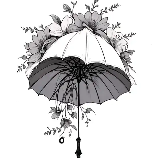 Upside Down Umbrella With Flowers