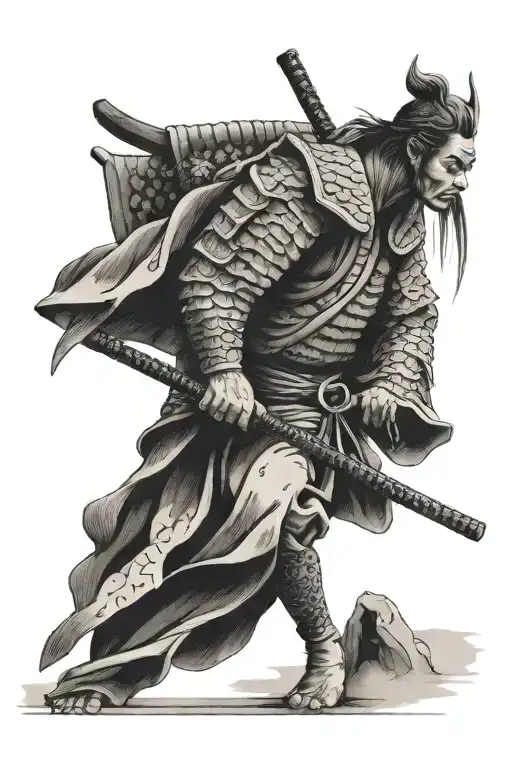 Samurai Playing The Koto