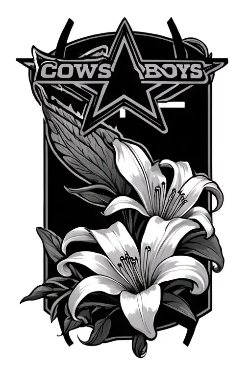 Nfl Cowboys Star Tattoo With Lily For Women