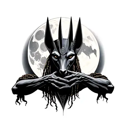 Anubis With Locs Touching The Moon